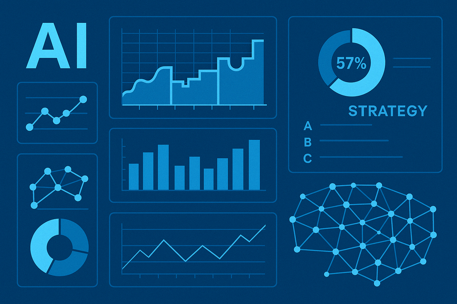 Intelligence artificielle et prise de décision stratégique - Un dirigeant face à des visualisations de données IA